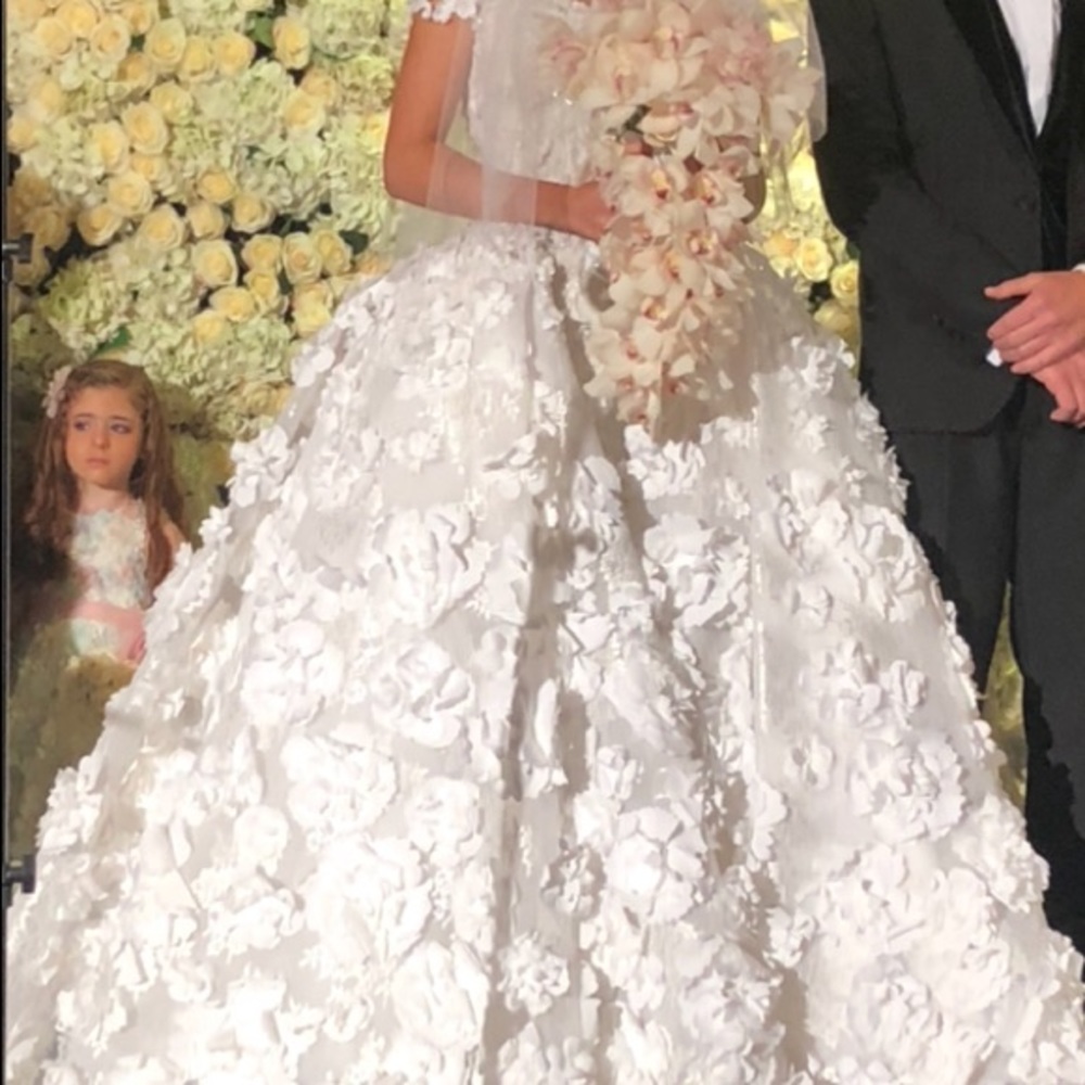 Mikael D Bridal couture Wedding Dress overskirt